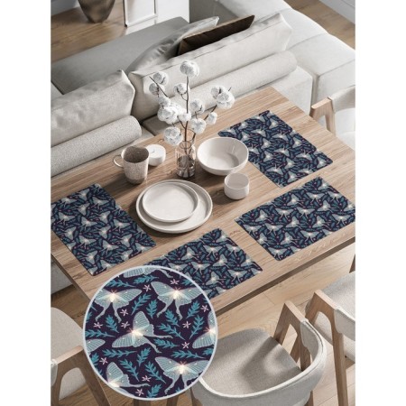 A set of napkins for setting the table "Moths in the night", rectangular, rounded edges, size 30x46 cm, 4 pcs-1