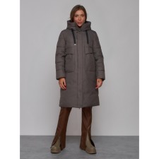 Coat insulated winter female, size 48, dark gray color