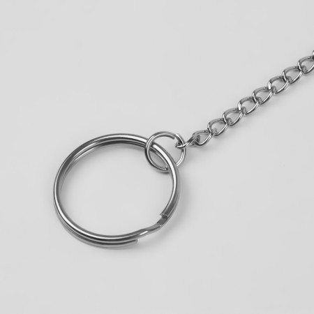 Ring for a keychain on a chain, with a carbine, d = 25 mm, 35.5 cm, 12 pcs, silver color-2
