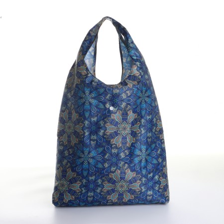 Household bag on the button, folding, blue color-1