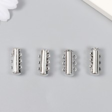 Fastener magnetic three -row metal silver set 4 pcs 0.6x2.1 cm