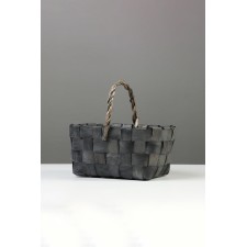 Wicker basket 22 x 15 x 12 cm, wicker handle h = 12 cm, gray, handle