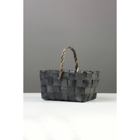 Wicker basket 22 x 15 x 12 cm, wicker handle h = 12 cm, gray, handle