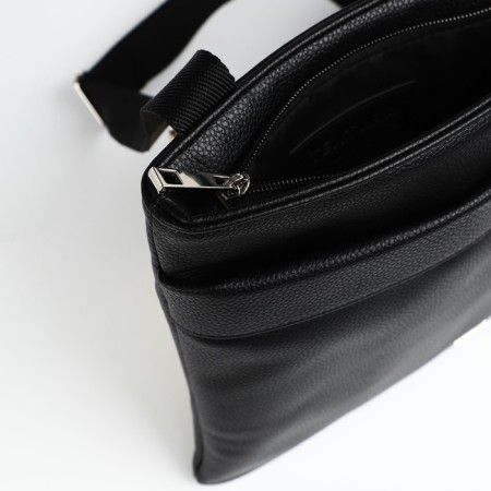 Male bag over the shoulder, Textura, artificial leather, black color-6