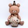 Foil ball 23 "Bear with a cake", matte, chocolate color