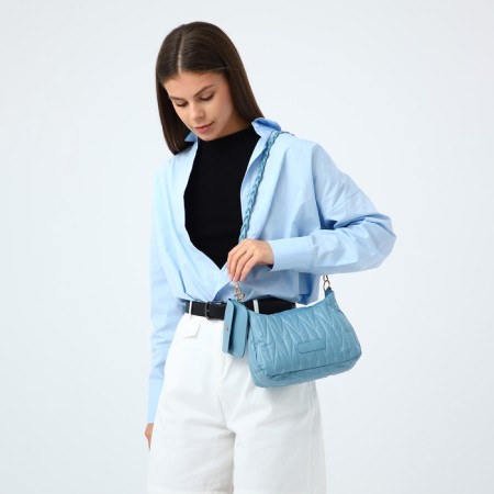 Bag Cross-Bodi with a zipper, blue color-10