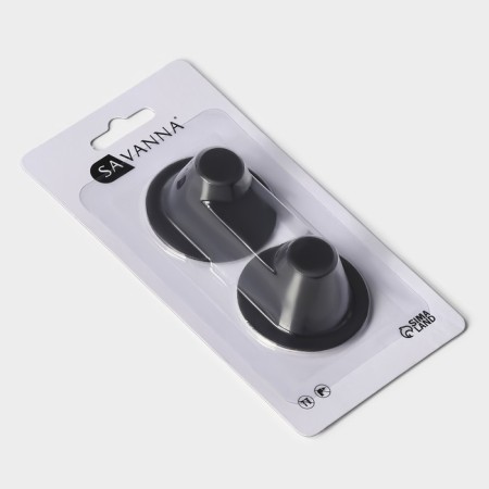 A set of metal self -adhesive hooks Savanna Black Loft Grip, 2 pcs, 3 × 5.2 cm-5