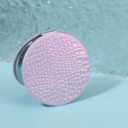 Folding mirror "crocodile", d = 7.5 cm, the color is gentle - pink-3