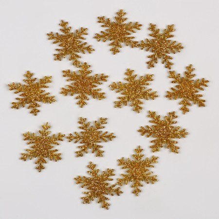 New Year's set for the decor "Snowflakes" 12 pcs., Color gold-4