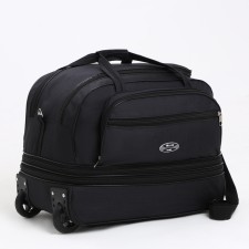 Road bag on wheels, a lightning department, with an increase, an outer pocket, black color