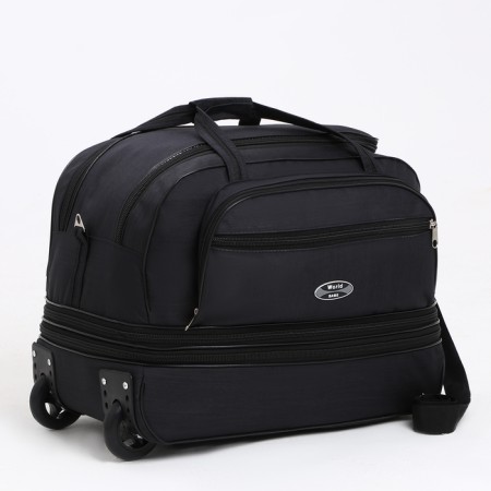 Road bag on wheels, a lightning department, with an increase, an outer pocket, black color