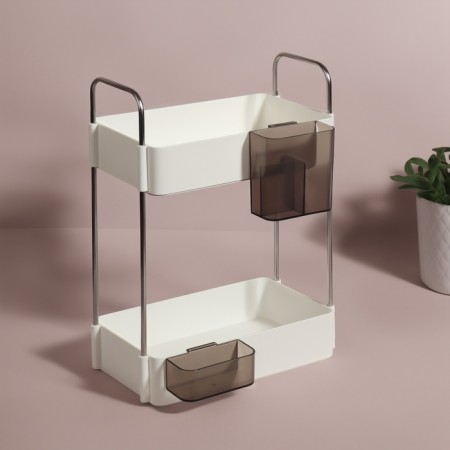 Organizer for storage, two -level, 4 sections, 29 × 21 × 12 cm, white/black color-3