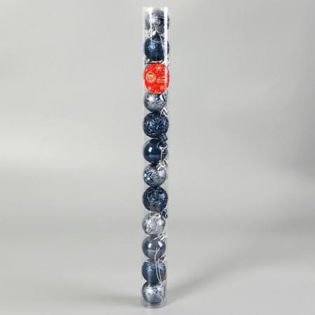 Set of balls plastic D-4 cm, 12 pcs "Melody" Ornament Brills, Blue-1