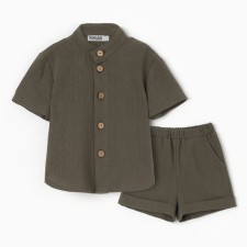 Set for a boy (shirt, shorts) minku, green color, height 68-74