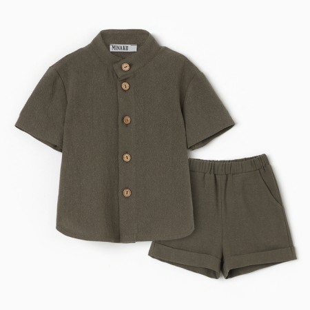 Set for a boy (shirt, shorts) minku, green color, height 68-74