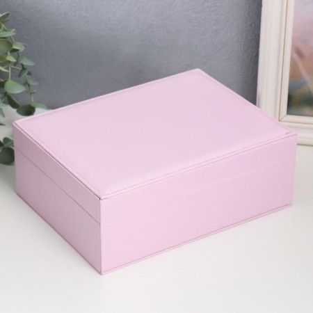 Casket to the leatherette for jewelry "Pale pink matte" 9x23x17 cm-4