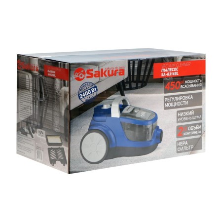 Vacuum cleaner Sakura SA-8314BL, 2400/450 W, HEPA filter, 2 l, blue-9
