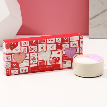 Gift set of Love cosmetics, bathtub salt 3 x 100 g, pure happiness