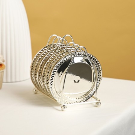 Steel Steak "Silver", 14 × 10 × 12 cm, with a stand, 6 pcs, silver color-1