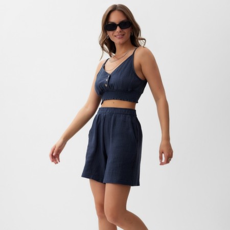 Top shortened female mist muslin size m, col. grey-2