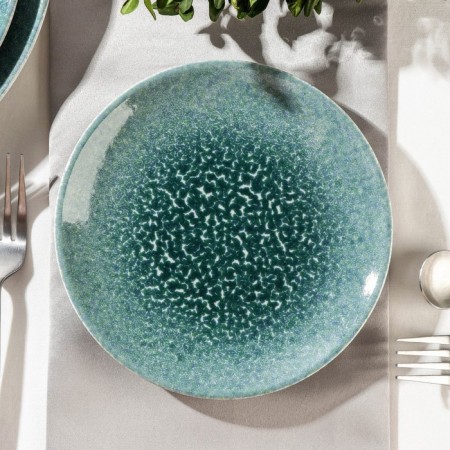 Porcelain plate flat Natur Sea, D = 16.5 cm, turquoise color