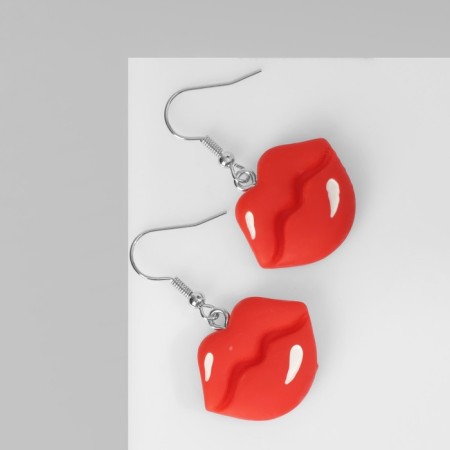 Earrings Assorted "Joy" lips, red-white color in silver-1