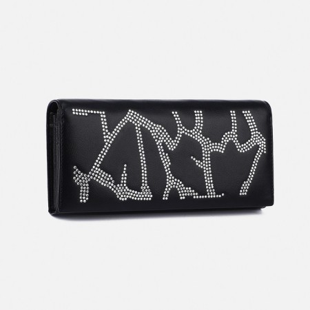 Women's wallet on magnets, black color
