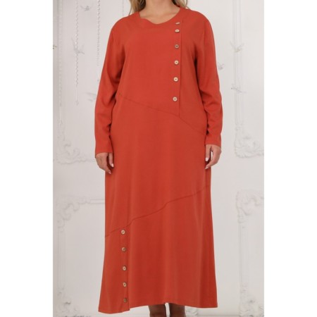 Female dress, size 48, terracotta color-3