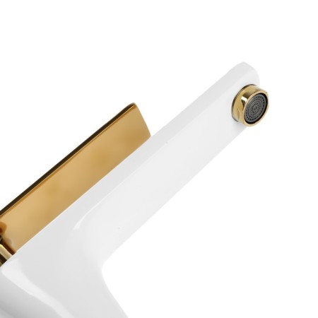 Zein Z3875 sink mixer, single -sided, pour height 12 cm, brass, white/gold-7