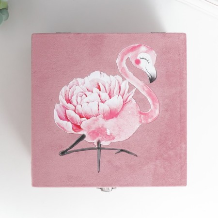 Casket tree "Pink flaming-color" velvet pink 10x16x16 cm-3