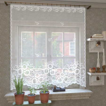 Curtain curtain without curtain tape, 160 x165 cm, white color, 100% polyester