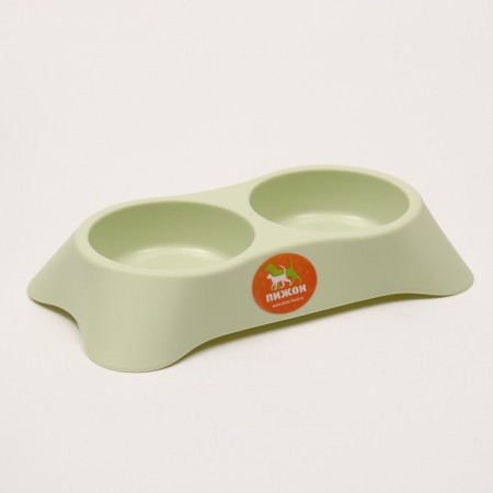 Double plastic bowl 2 x 160 ml, 23 x 13 x 4 cm, green