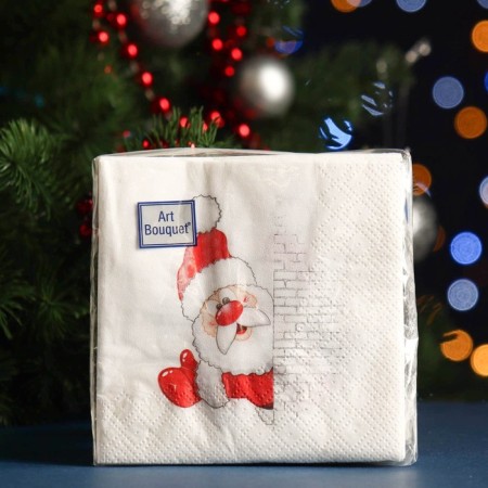 New Year's napkins paper art bouquet "Santa Claus", 2 layers, 20x20 cm, 30 pcs-3