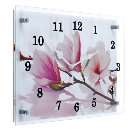 Carty clock is wall, interior "white-lilac flowers", silent, 25 x 35 cm-1