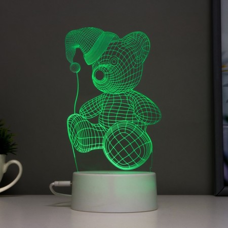 Touchscreen lamp "Bear in a hat" LED 7 USB colors/from white batteries-4