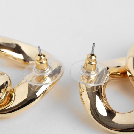Earrings "chain" flat links, color gold-1