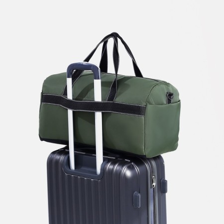 Road bag on lightning, 3 outer pockets, a suitcase holder, khaki color-3