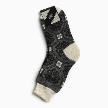 Male woolen socks “Snowflake in the ornament”, gray color, size 29-2