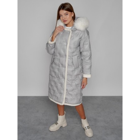 Coat insulated winter female, size 46, color light gray-9