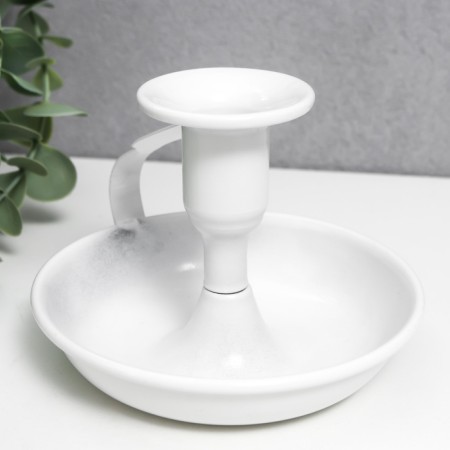 Summary Metal for 1 candle with the handle "bend" white 9x10.5x10.5 cm-4