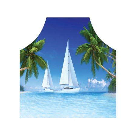 Apron kitchen with a photo print "Snow -white sailboats", adjustable, size OS-2