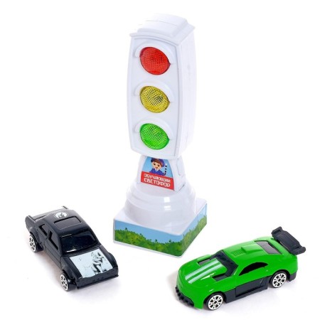 Traffic light with machines "Study traffic rules", lighting effects, Russian chip, mix-1