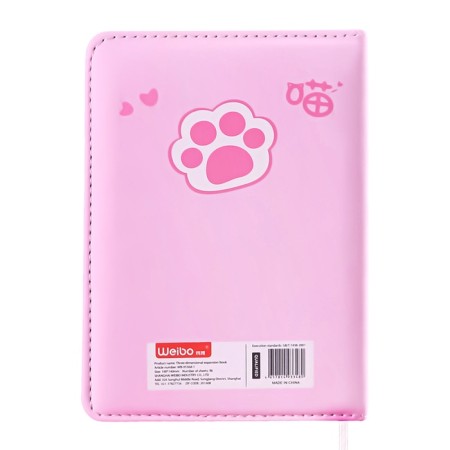Notebook A6, Devente Cat Paws, 192 sheets, hard cover, artificial skin with foam rubber, 70g/m2, mix-13