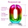 Foil ball 32 “number 0”, on a stand, rainbow