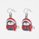 Earrings "New Year" penguin in a cap, colored in silver