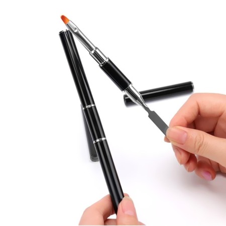 Acryl-gel brush, petal, 14 cm, d-6 × 9 mm, black/silver color-6