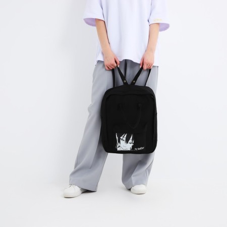 Backpack school textile Anime, 38x27x13 cm, black color-8