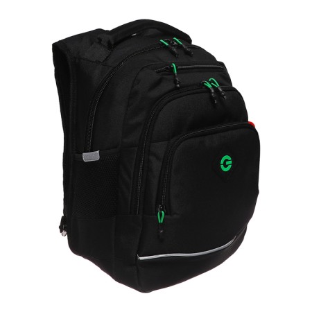 School backpack, 40 x 25 x 22 cm, Grizzly, ergonomic back, laptop department, black-1