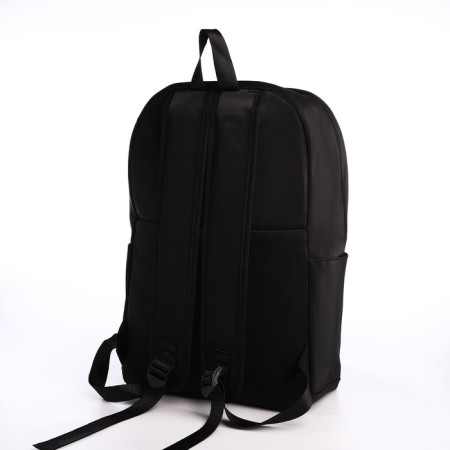 Young backpack from textiles with a zipper, waterproof, 2 pockets, black/green color-3