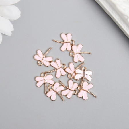 Decor for creativity metal, enamel "Pink dragonfly" gold 1.3x1.5 cm-1